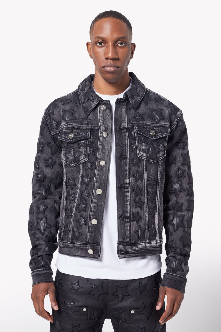 Obsidian Black Stars Denim Jacket