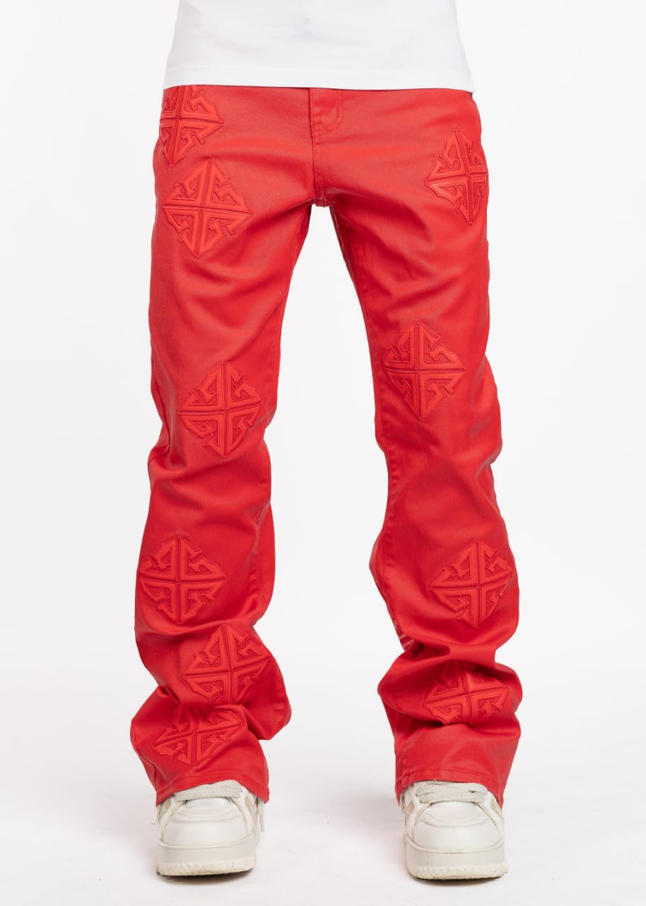 Crimson Red Icon Flared Denim