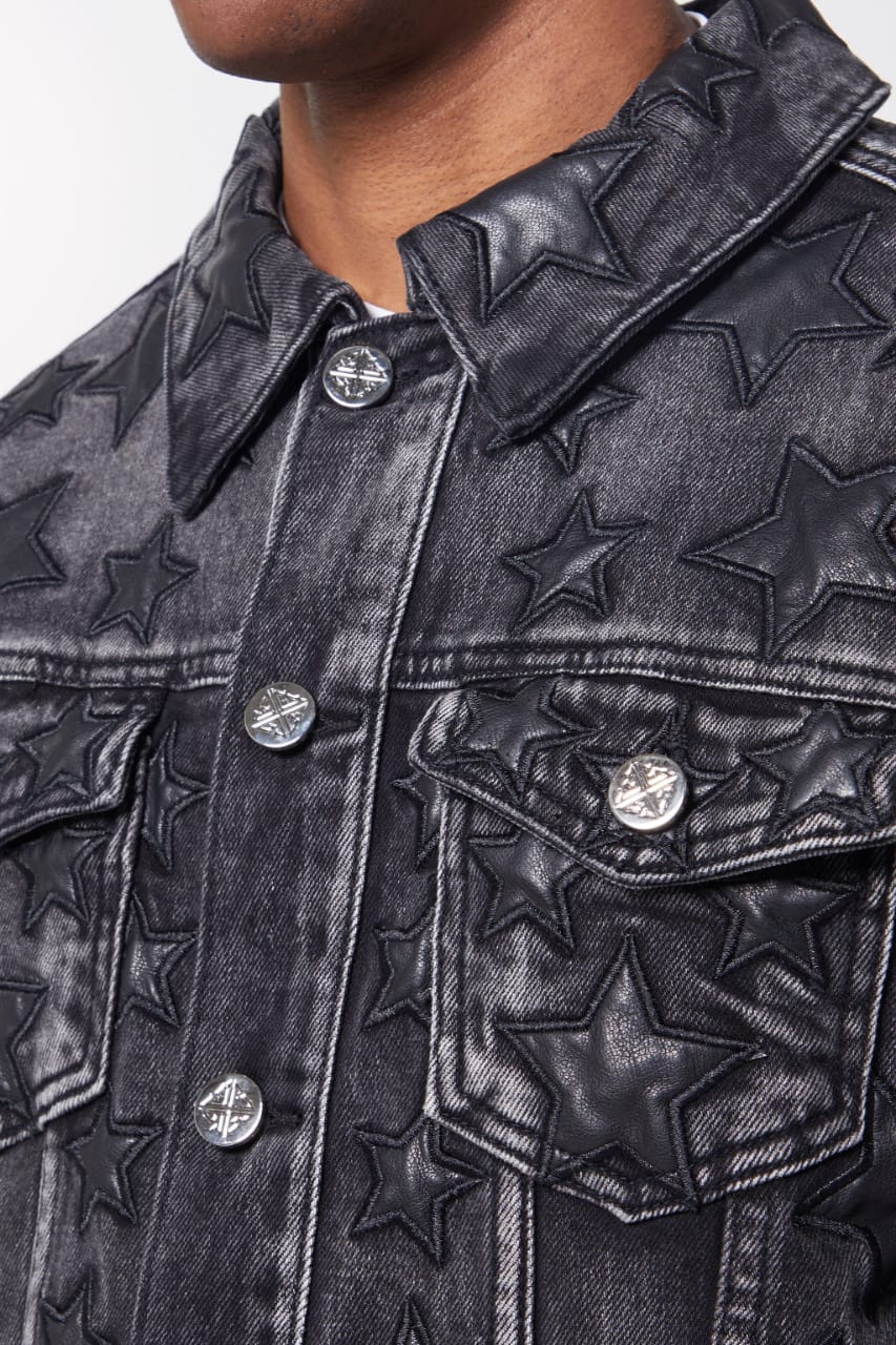 Obsidian Black Stars Denim Jacket