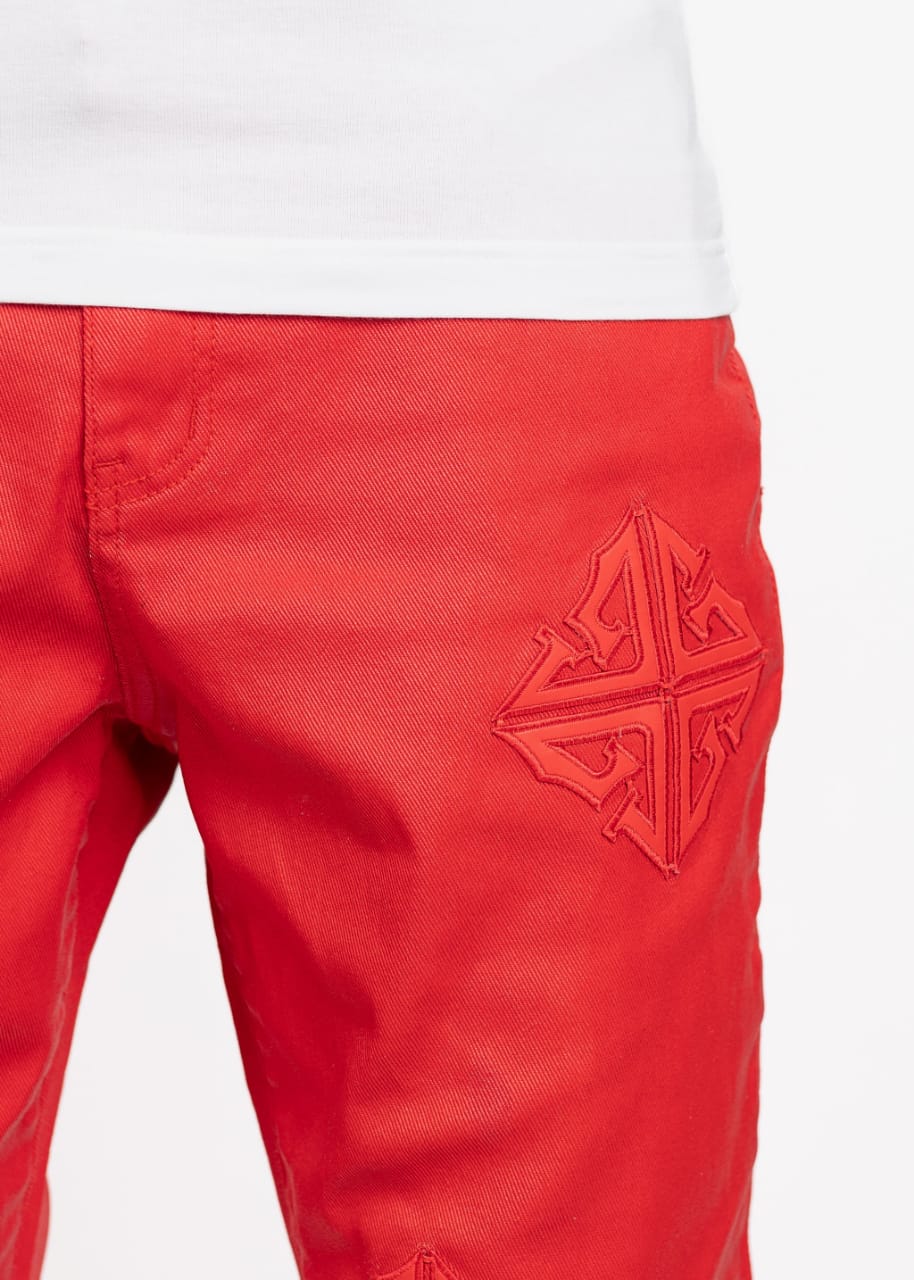 Crimson Red Icon Flared Denim