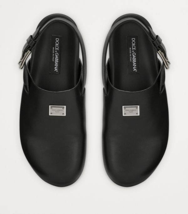 Dolce & Gabbana leather buckled clogs