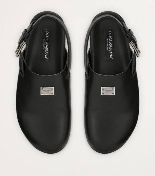 Dolce & Gabbana leather buckled clogs