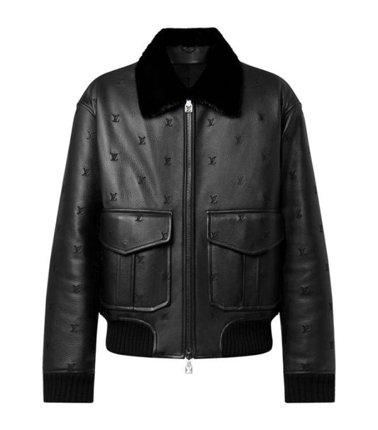 Louis Vuitton Leather Logo Aviator jacket